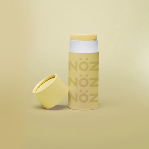 Yellow color of Nöz nose sunscreen stick uncapped